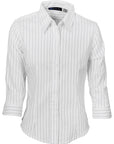 DNC Ladies Stretch Yarn Dyed Contrast 3/4 Sleeve Stripe Shirt (4234)