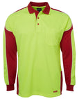 JB's Wear Hi Vis Long Sleeve Arm Panel Polo - Adults (6AP4L)