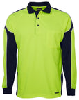 JB's Wear Hi Vis Long Sleeve Arm Panel Polo - Adults (6AP4L)