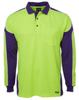 JB's Wear Hi Vis Long Sleeve Arm Panel Polo - Adults (6AP4L)