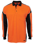 JB's Wear Hi Vis Long Sleeve Arm Panel Polo - Adults (6AP4L)