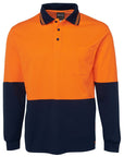 JB's Wear Hi Vis Long Sleeve Cotton Back Polo - Adults (6HPL)