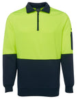 JB's Wear Hi Vis 1/2 Zip Fleecy Sweat - Adults (6HVFH)