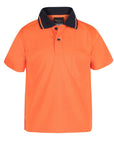 JB's Wear Kids Hi Vis Non Cuff Traditional Polo (6HVNC)