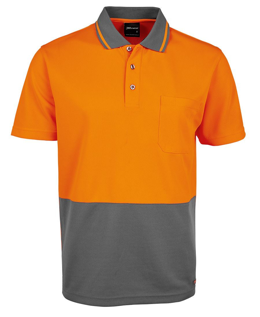 JB's Wear Adults Hi Vis Non Cuff Traditional Polo 2nd Color (6HVNC)