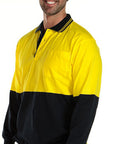 JB's Wear Hi Vis Long Sleeve Cotton Polo - Adults (6CPHL)