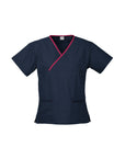 Biz Collection Ladies Contrast Crossover Scrubs Top (H10722)