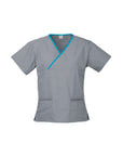 Biz Collection Ladies Contrast Crossover Scrubs Top (H10722)