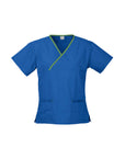 Biz Collection Ladies Contrast Crossover Scrubs Top (H10722)