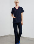 Biz Collection Ladies Contrast Crossover Scrubs Top (H10722)