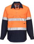 Portwest Hi-Vis Two Tone Regular Weight Long Sleeve Closed Front Shirt with Tape (MC101)