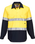 Portwest Hi-Vis Two Tone Regular Weight Long Sleeve Closed Front Shirt with Tape (MC101)