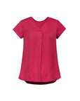Biz Corporate Womens Kayla V-neck Pleat Blouse (RB967LS)