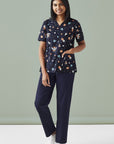 Biz Care Womens Space Party Scrub Top (CST148LS)