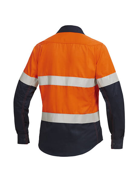 Hard Yakka Women&#39;S Shieldtec Fr Hi-Visibility Two Tone Open Front Long Sleeve Shirt With Fr Tape (Y04050)