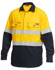 Hard Yakka Fr Hi-Visibilty Two Tone Closed Front Long Sleeve Shirt With Fr Tape (Y04550)