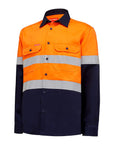 Hard Yakka Hi Vis L/Slv Two Tone Cotton Drill Shirt W/Tape (Y04610)