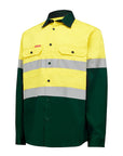 Hard Yakka Hi Vis L/Slv Two Tone Cotton Drill Shirt W/Tape (Y04610)