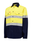 Hard Yakka Hi Vis L/Slv Two Tone Cotton Drill Shirt W/Tape (Y04610)