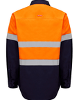 Hard Yakka Hi Vis L/Slv H/Weight Closed Front 2 Tone Cotton Drill Shirt W/Tape (Y04615)