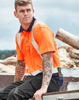 Syzmik Mens Hi Vis Spliced Polo - Short Sleeve Shoulder Taped (ZH233)