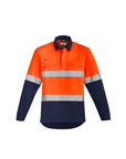 Syzmik Mens Orange Flame Hi Vis Closed Front Shirt - Hoop Taped-(ZW143)