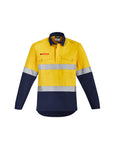 Syzmik Mens Orange Flame Hi Vis Closed Front Shirt - Hoop Taped-(ZW143)