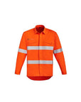 Syzmik Mens Orange Flame Hi Vis Open Front Shirt - Hoop Taped-(ZW145)