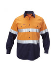 Hard Yakka Foundations Hi-Visibility Two Tone Cotton Drill Long Sleeve Shirt With Tape (Y07990)