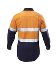 Hard Yakka Foundations Hi-Visibility Two Tone Cotton Drill Long Sleeve Shirt With Tape (Y07990)