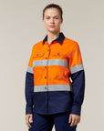 Hard Yakka L/Sl Hi Vis L/Weight 2 Tone Ventilated Shirt W/Tape (Y08805)