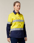 Hard Yakka L/Sl Hi Vis L/Weight 2 Tone Ventilated Shirt W/Tape (Y08805)