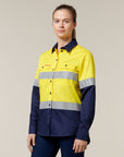 Hard Yakka L/Sl Hi Vis L/Weight 2 Tone Ventilated Shirt W/Tape (Y08805)