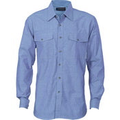 DNC Mens Twin Flap Pocket Cotton Chambray - Long Sleeve -(4104)