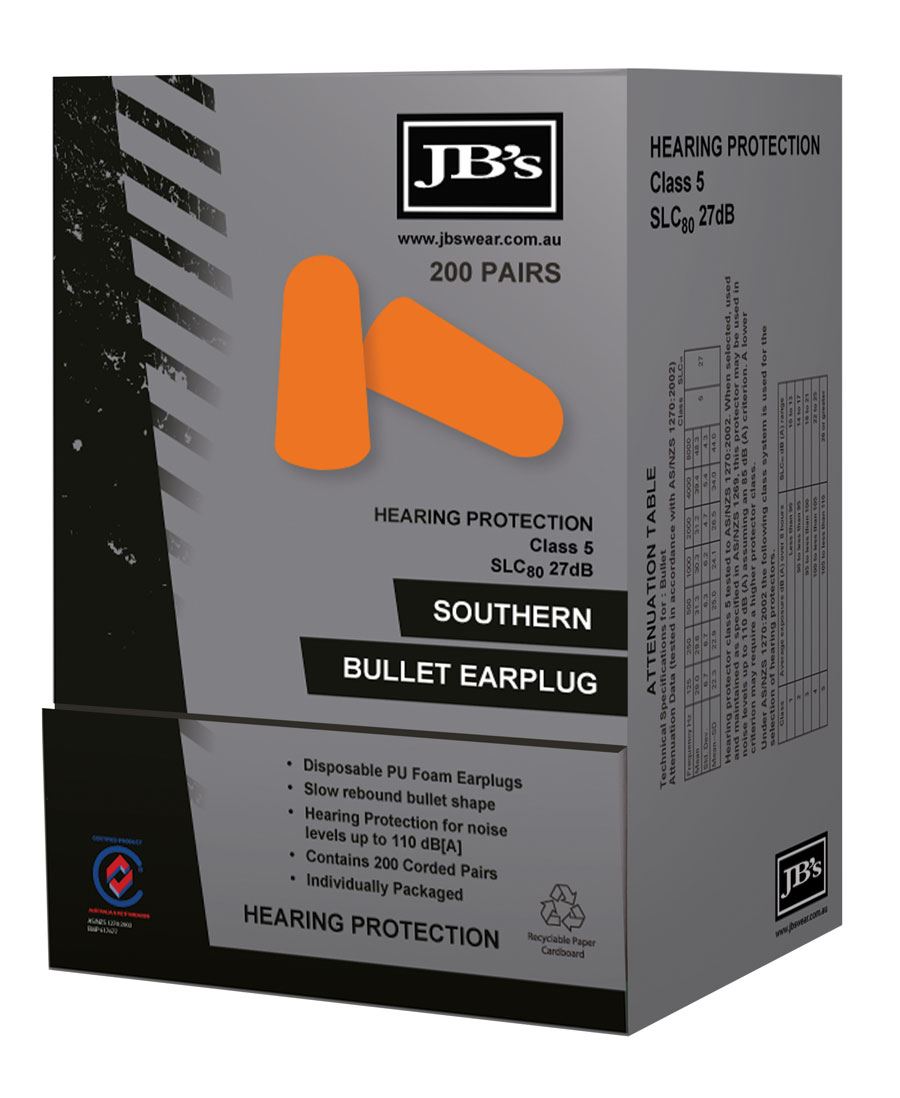 Jbs Wear  Southern  Bullet  Earplug (200 PAIR) -(8P085)