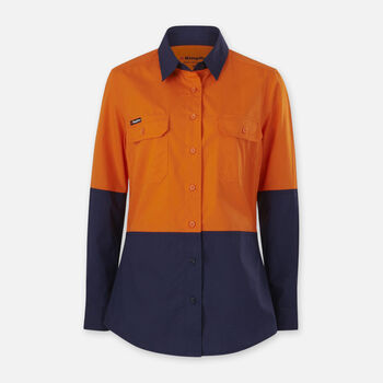 King Gee Women&#39;s Workcool Vented Spliced Shirt L/S (K44226)