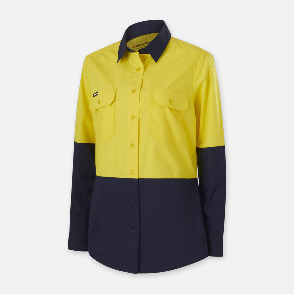 King Gee Women&#39;s Workcool Vented Spliced Shirt L/S (K44226)