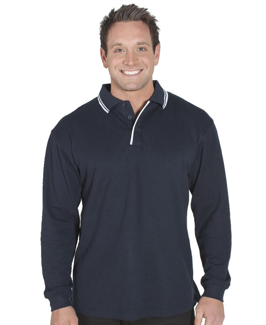 JB's Wear Long Sleeve Contrast Polo - Adults (210XC)