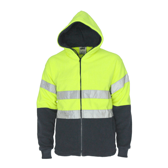 DNC Hivis full zip polar fleece hoodie with CSR R/tape (3926)