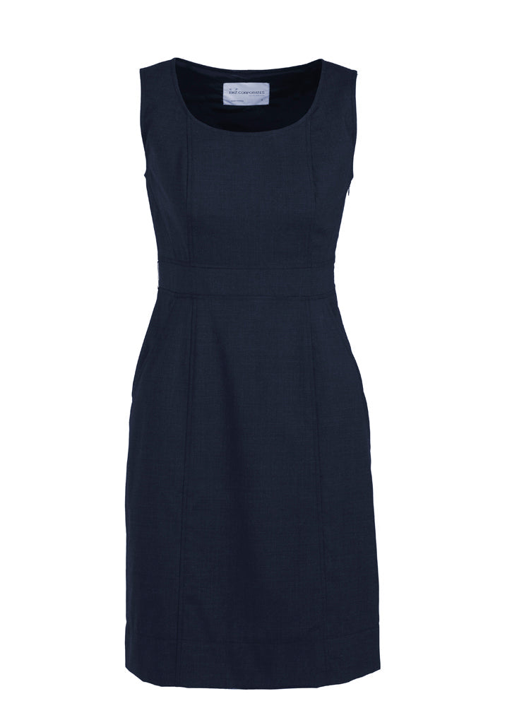 Biz Corporate Sleeveless Side Zip Dress (34011)-Clearance