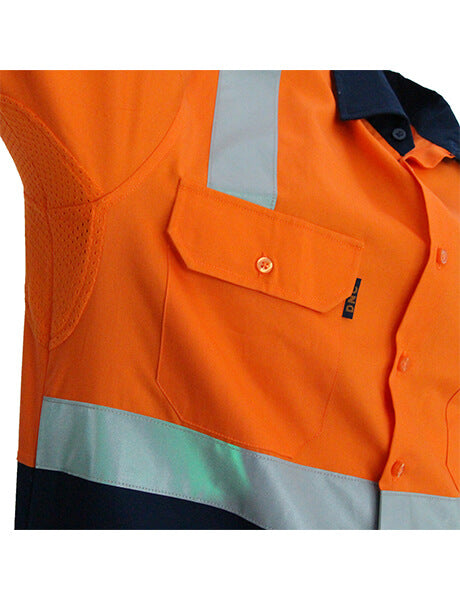 DNC Hivis 2 tone L/W cotton bio-motion &amp; &quot;x&quot; back shirt with CSR R/tape - L/S (3547)