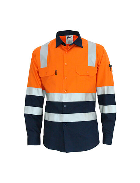 Dnc Workwear Hi-vis 2-tone Lightweight Long Sleeve Cotton Bio-motion & X Back Shirt With Csr Reflective Tape - 3547 main image 1