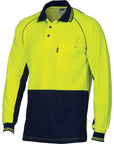 DNC HiVis Cotton Backed Cool-breeze Contrast Polo - Long Sleeve (3720)