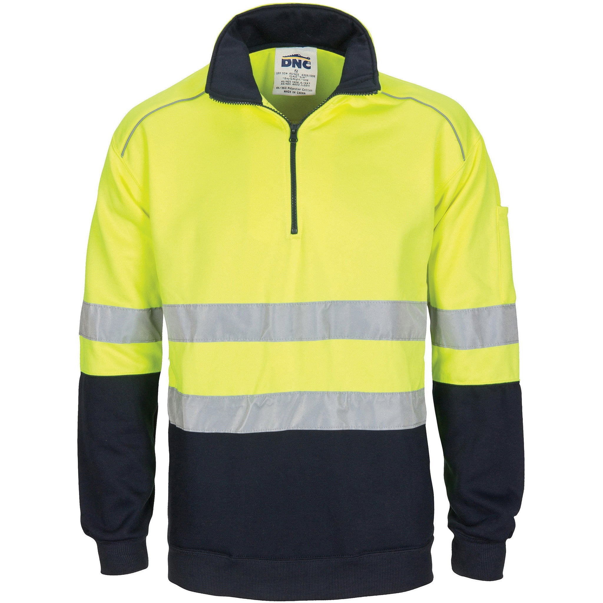 DNC HiVis 1/2 Zip Fleecy with Hoop Pattern CSR Reflective Tape (3729)