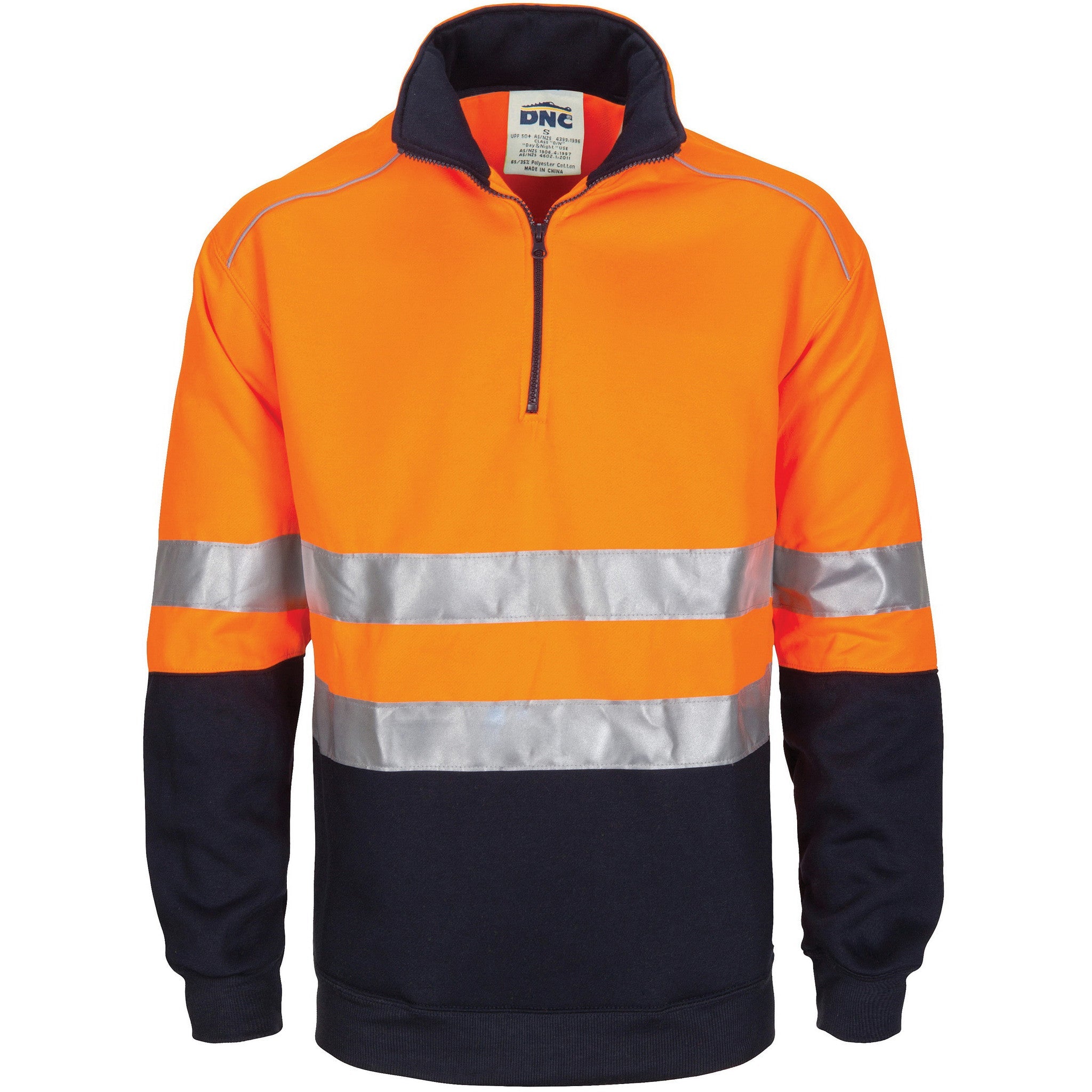 DNC HiVis 1/2 Zip Fleecy with Hoop Pattern CSR Reflective Tape (3729)