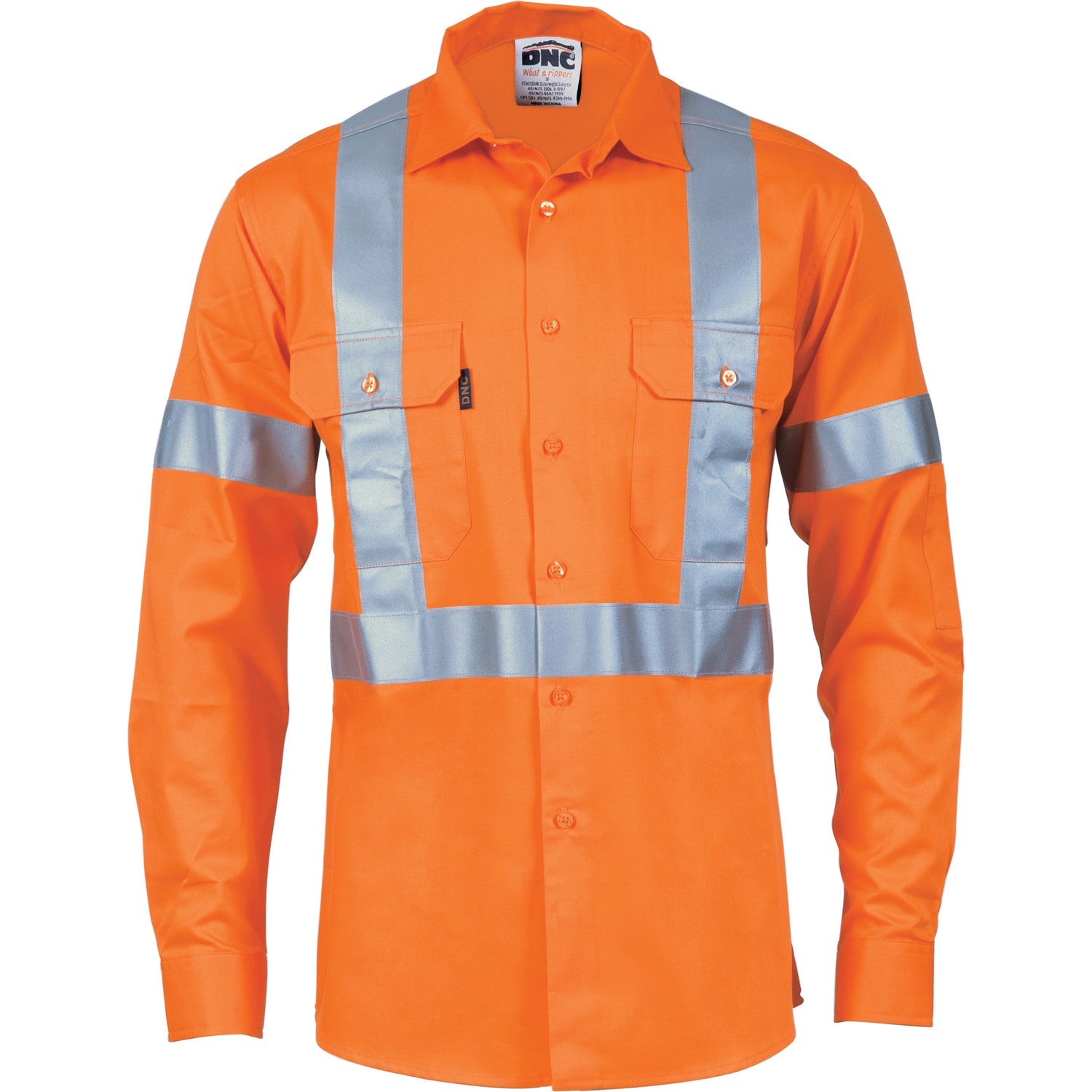 DNC HiVis Cool-Breeze Cotton Shirt with Back &amp; additional 3m R/Tape on Tail L/S (3746)