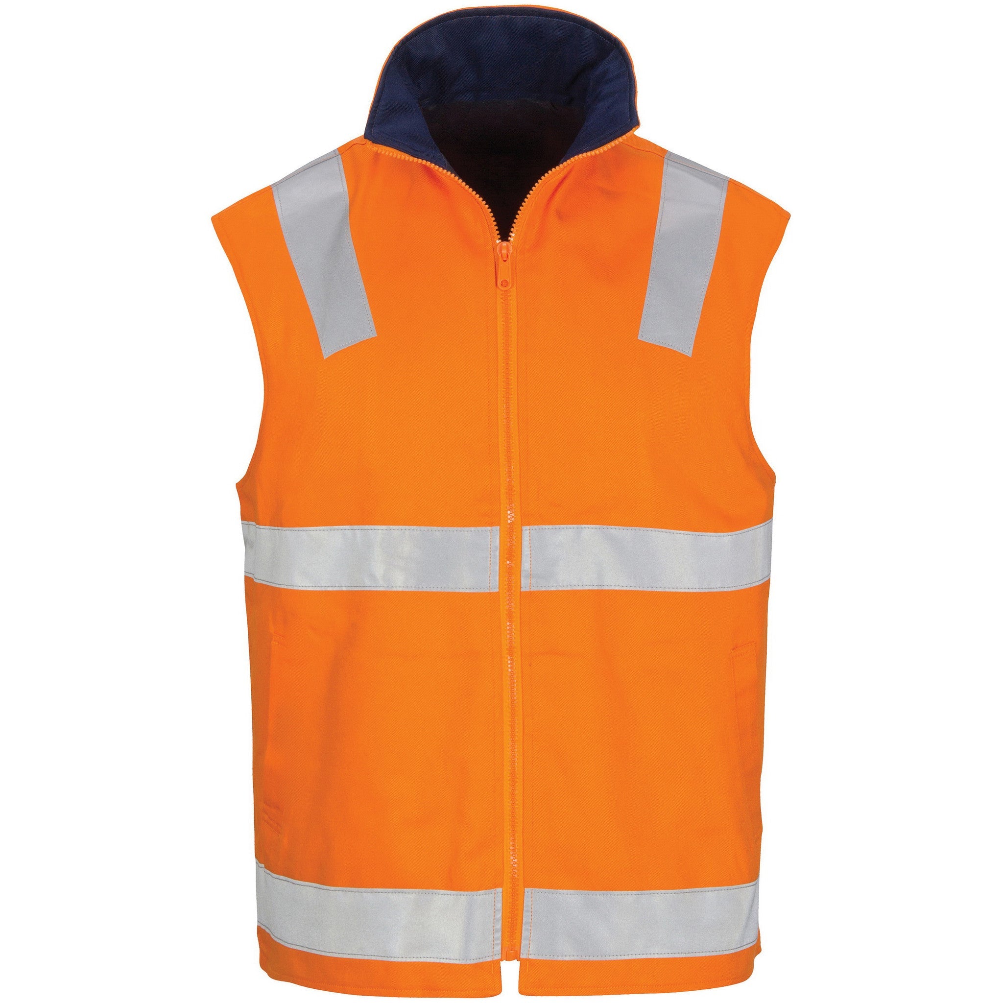 DNC HiVis Cotton Drill Reversible Vest with Generic R/Tape (3765)