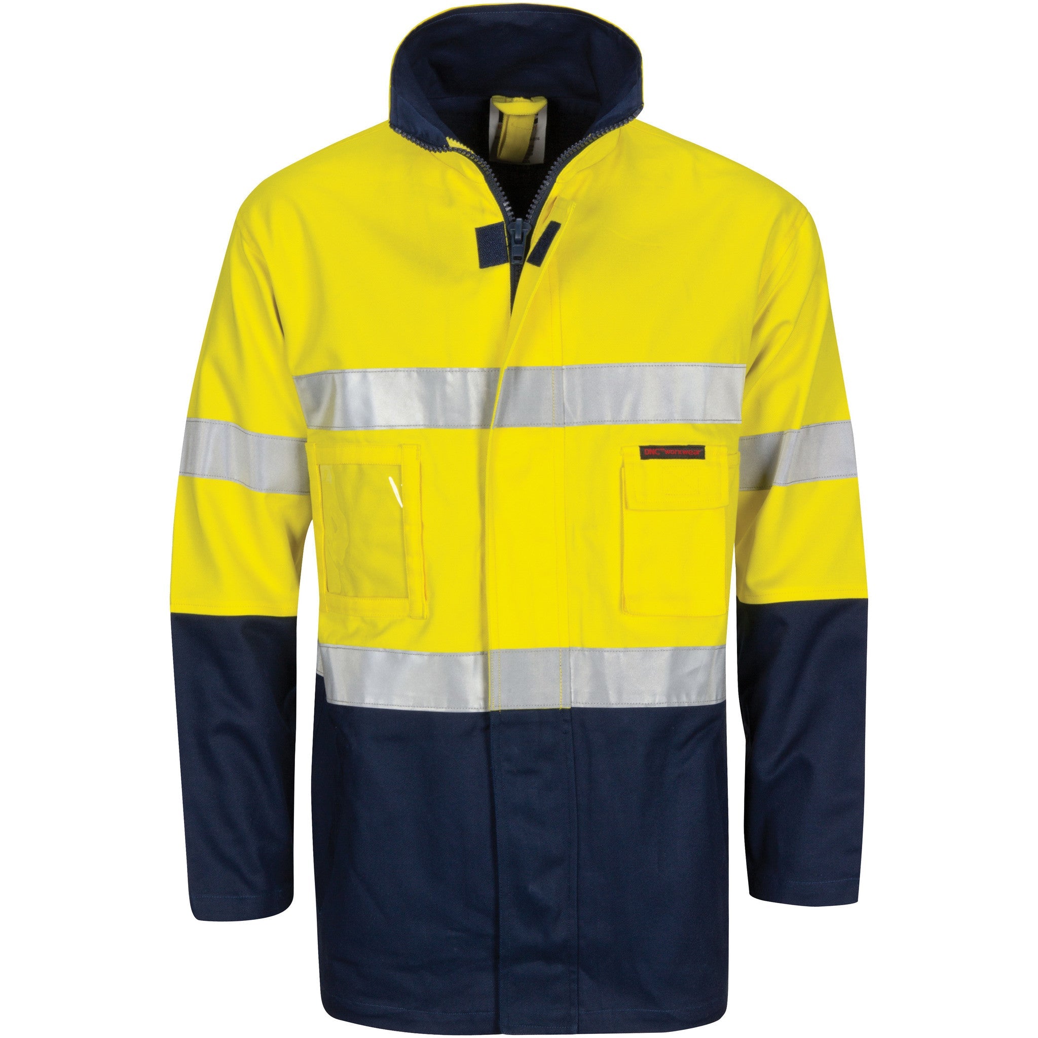 DNC HiVis Cotton Drill &quot;2 in 1&quot; Jacket with Generic Reflective R/Tape (3767)