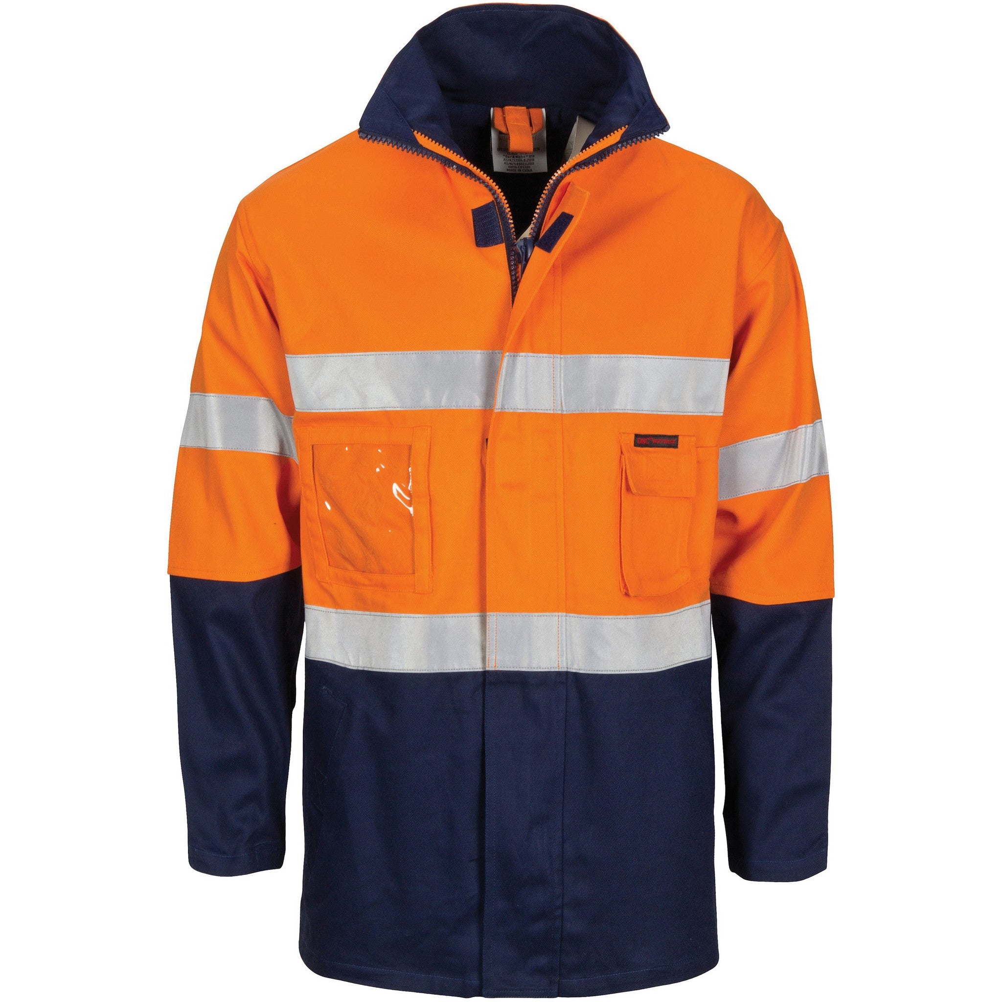 DNC HiVis Cotton Drill "2 in 1" Jacket with Generic Reflective R/Tape (3767)