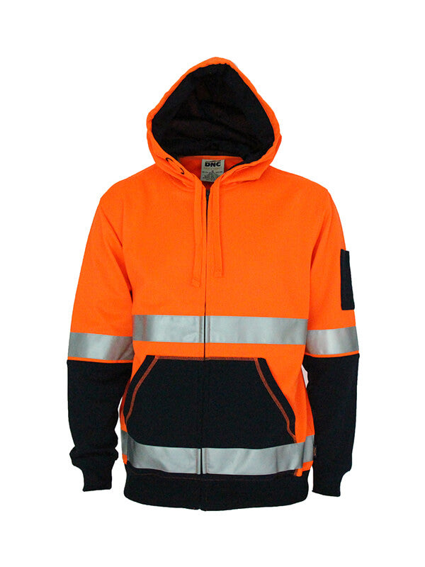 DNC Hivis 2 tone full zip super fleecy hoodie with CSR R/tape (3788)